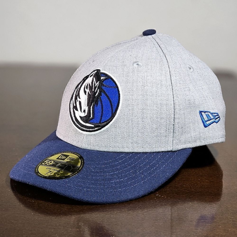 New Era Dallas Mavericks Hat Low Crown Cap Grey Blue 59FIFTY 7 1/8 Luka Doncic